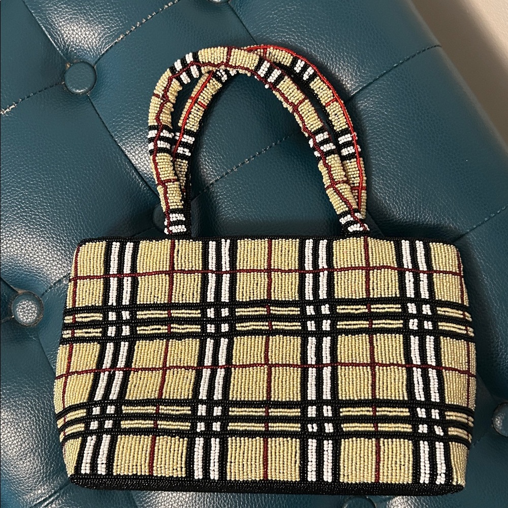 Fully Beaded Plaid Handbag, a famous Plaid design, Unbranded. NWOT